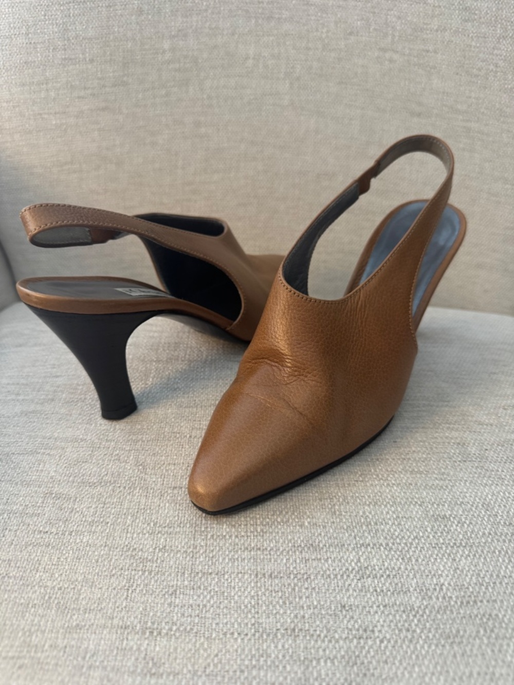 Christian Dior Boutique Brown Leather Slingback Heels Pointed Toe Size 36